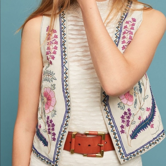 Anthropologie Ett Twa Belle embroidered vest boho - Picture 2 of 8